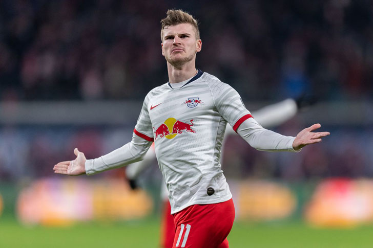 Timo Werner in action for Leipzig.